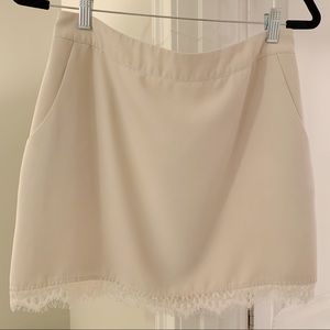 Cream skirt with lace trim